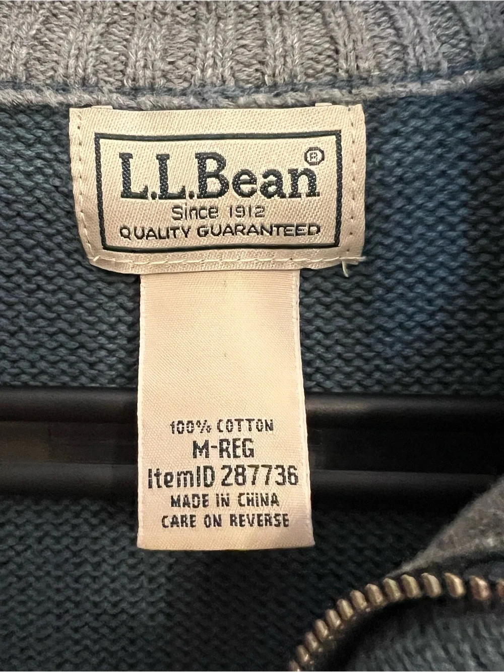 L.L. Bean 100% Cotton Knit Quarter-Zip‎ Sweater Size M